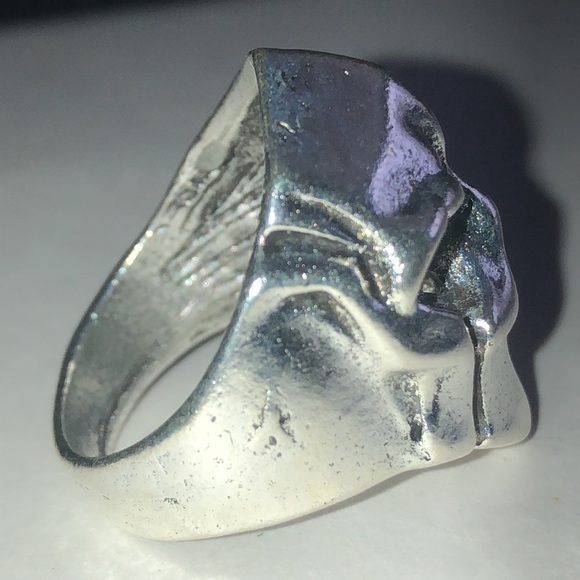 Size 8 Silver Tone Skull Boho Biker Ring - Picture 4 of 7